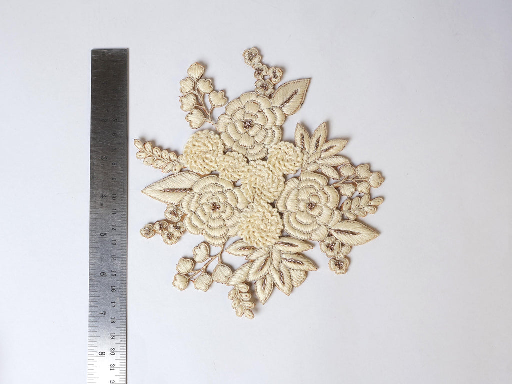 Handmade Floral Applique Patch: Indian Embroidered Art