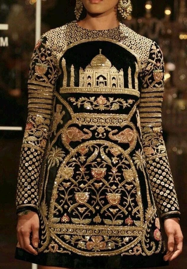 Taj Mahal Applique Patch, Embroidered Zardozi Knotwork, Handmade