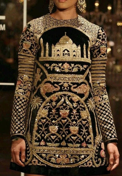 Taj Mahal Applique Patch, Embroidered Zardozi Knotwork, Handmade