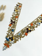 Sequin Embroidered Neckline Patch: V-Shaped Indian Applique with Sleeves