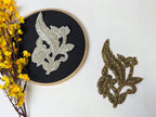 Beaded Floral Applique Patch: Gold & Silver Embroidered Indian Design