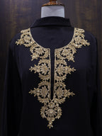 Zardozi Neckline Patch: Bronze Gold Bullion Embroidery, Floral Neckline with Sleeves