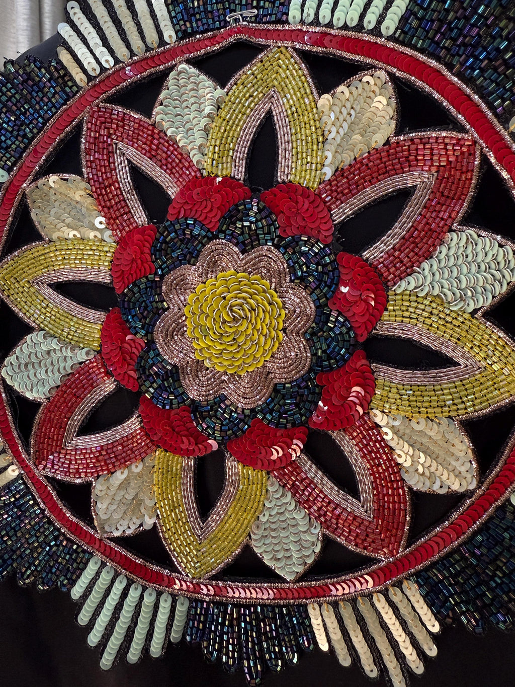 Handmade Zardozi Sequin Patch – Indian Mandala Applique (24cm)