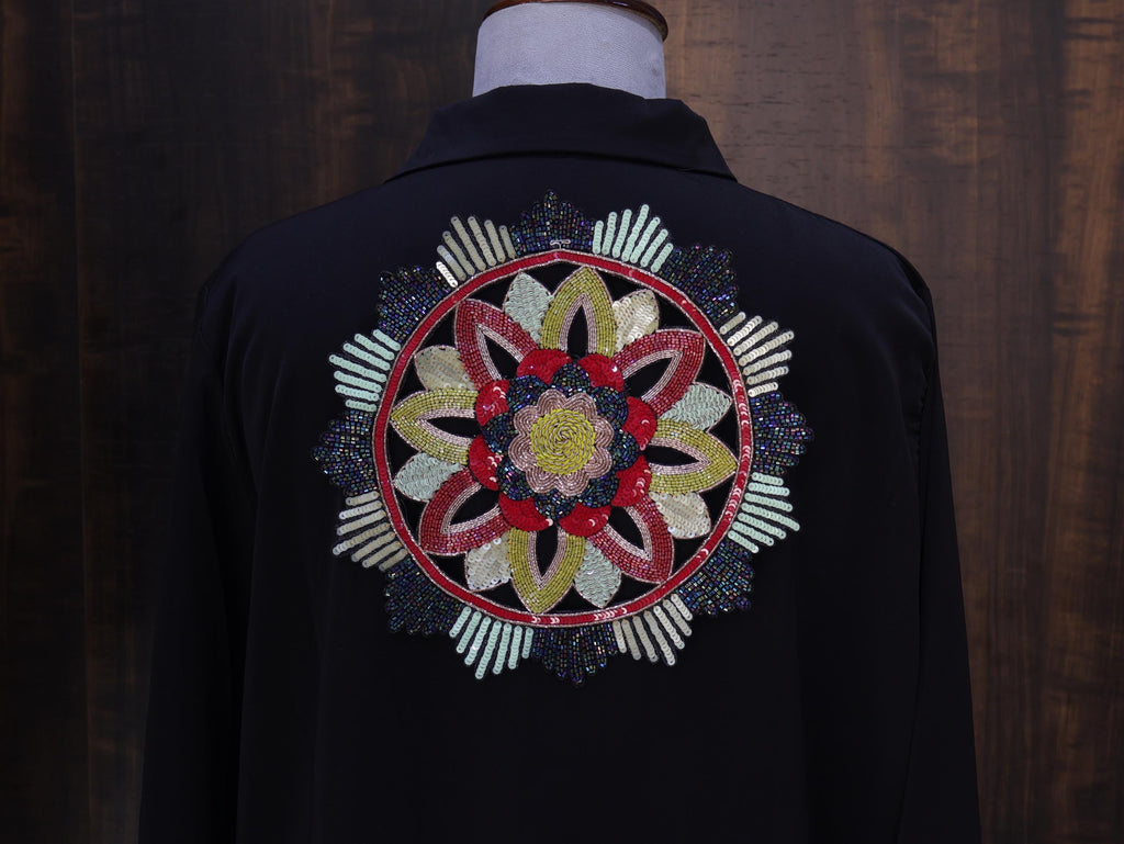 Handmade Zardozi Sequin Patch – Indian Mandala Applique (24cm)
