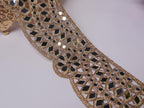 Rose Gold Mirror Lace Trim: Scalloped Indian Border, 8cm Wide