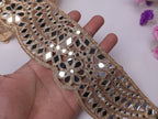 Rose Gold Mirror Lace Trim: Scalloped Indian Border, 8cm Wide