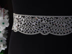 Metallic Silver Mirror Trim: Scalloped Indian Lace Border, 8cm Wide