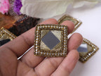 Handcrafted Indian Mirror Applique Patches: Beaded Sew-On Embellishments (Set of 10)