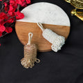 Rose Gold & White Beaded Tassel Latkan: Indian Bridal Sari Embellishment (Pair)