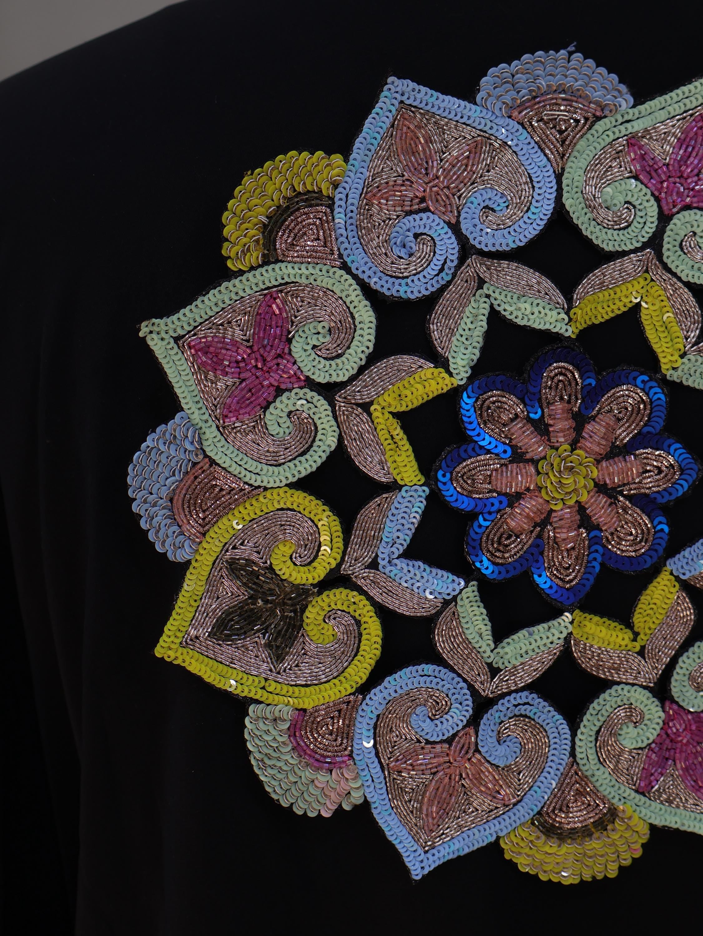 Handmade Zardozi Sequin Patch – Indian Mandala Applique (24cm)