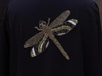 Embroidered Dragonfly Applique: Indian Cutdana Beadwork Sew-On Patch (23 x 19 cm)