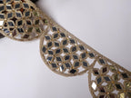 Rose Gold Mirror Trim: Scalloped Cutwork Indian Lace, 1 Yard