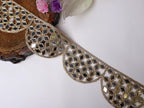 Rose Gold Mirror Trim: Scalloped Cutwork Indian Lace, 1 Yard