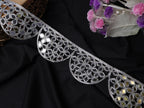 Metallic Silver Scalloped Mirror Trim: Indian Sari Border, 7cm Wide