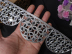 Metallic Silver Scalloped Mirror Trim: Indian Sari Border, 7cm Wide