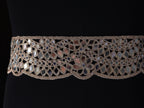 Rose Gold Mirror Lace Trim: Scalloped Indian Border, 8cm Wide
