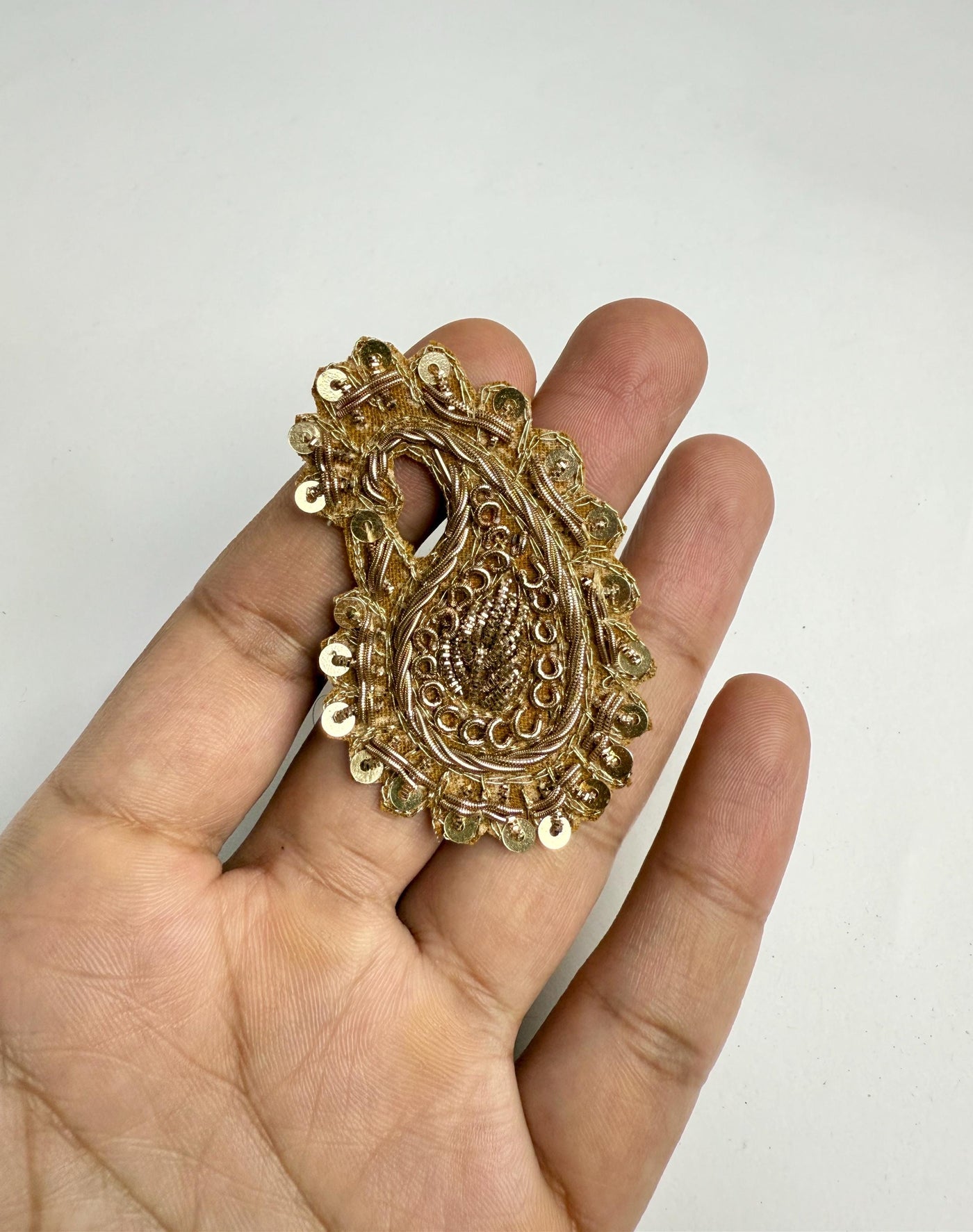 10 Pc Antique Gold Leaf Applique Patches: Indian Zardozi Sew-On Embellishments