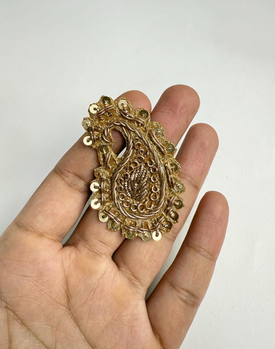 10 Pc Antique Gold Leaf Applique Patches: Indian Zardozi Sew-On Embellishments