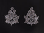 Set of 4 Silver Zardozi Embroidered Sequin Applique Patches (9x8 cm)