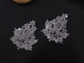 Set of 4 Silver Zardozi Embroidered Sequin Applique Patches (9x8 cm)