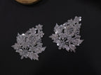 Set of 4 Silver Zardozi Embroidered Sequin Applique Patches (9x8 cm)