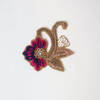 Floral Embroidered Patch: Indian Zardozi Applique (6.5cm)