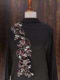 Maroon & Grey Embroidery Patch: Handmade Floral Applique (50cm Long)