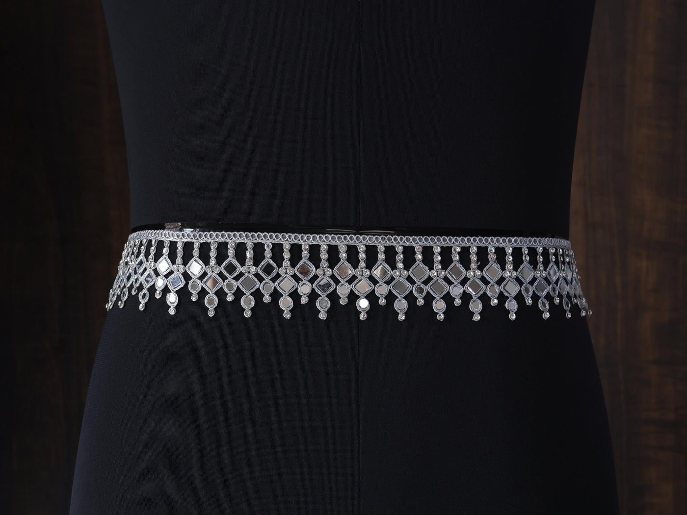 Silver Mirror Zircon Trim: Decorative Lace Embellishment, 5cm Wide