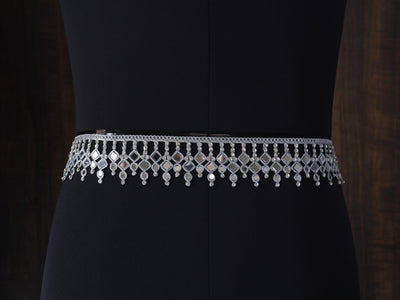 Silver Mirror Zircon Trim: Decorative Lace Embellishment, 5cm Wide