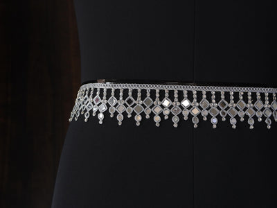 Silver Mirror Zircon Trim: Decorative Lace Embellishment, 5cm Wide