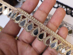 Scalloped Mirrorwork Trim Lace: Indian Sari, Lehenga, 3 yards
