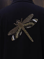 Embroidered Dragonfly Applique: Indian Cutdana Beadwork Sew-On Patch (23 x 19 cm)