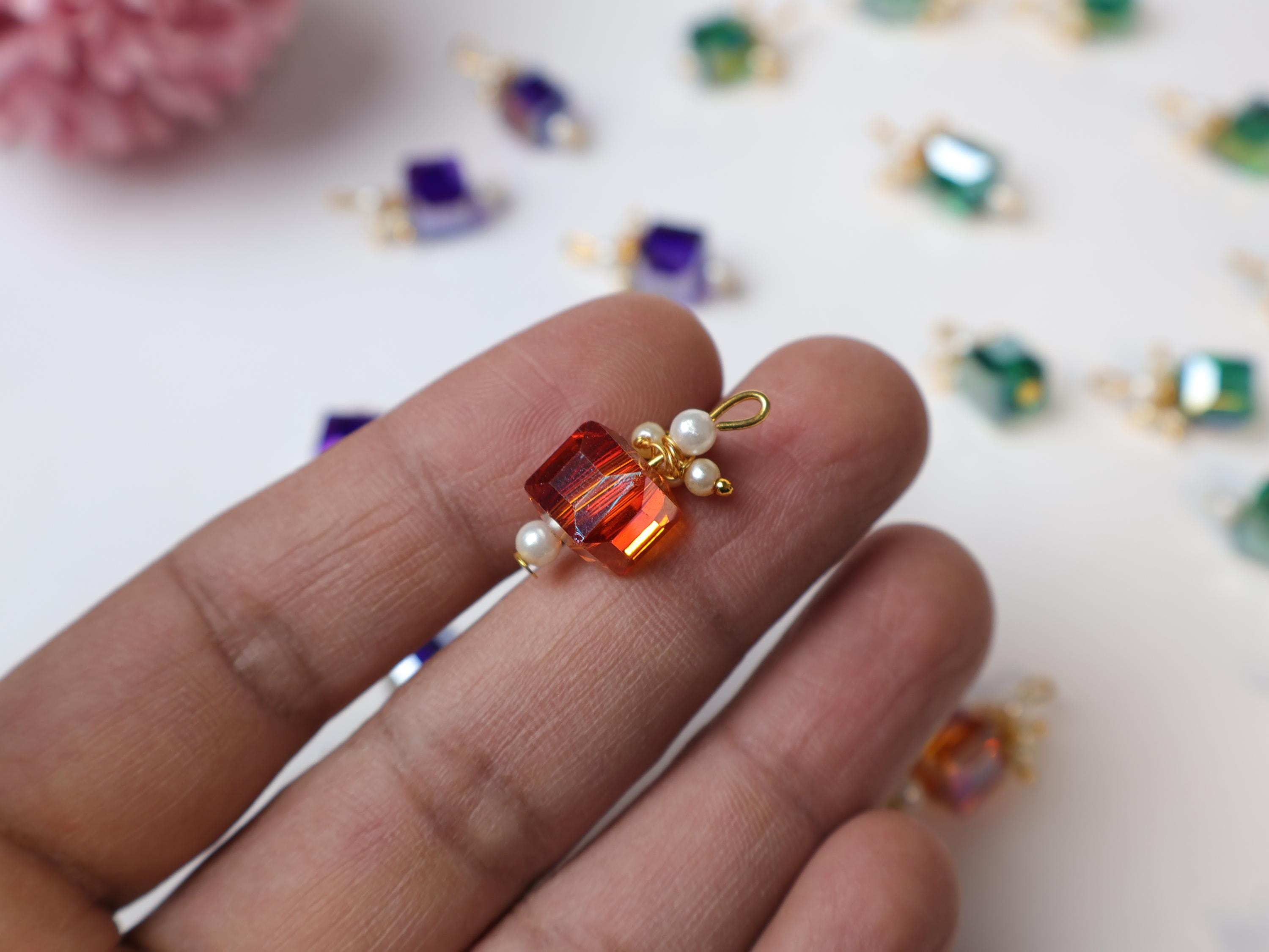 Crystal Cube Tassel Latkan: Sari Dupatta Embellishments (20pcs)