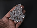Set of 4 Silver Zardozi Embroidered Sequin Applique Patches (9x8 cm)