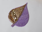 Floral Beaded Leaf Applique Patches: Indian Embroidered Sequins, Set of 3