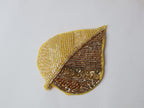 Floral Beaded Leaf Applique Patches: Indian Embroidered Sequins, Set of 3