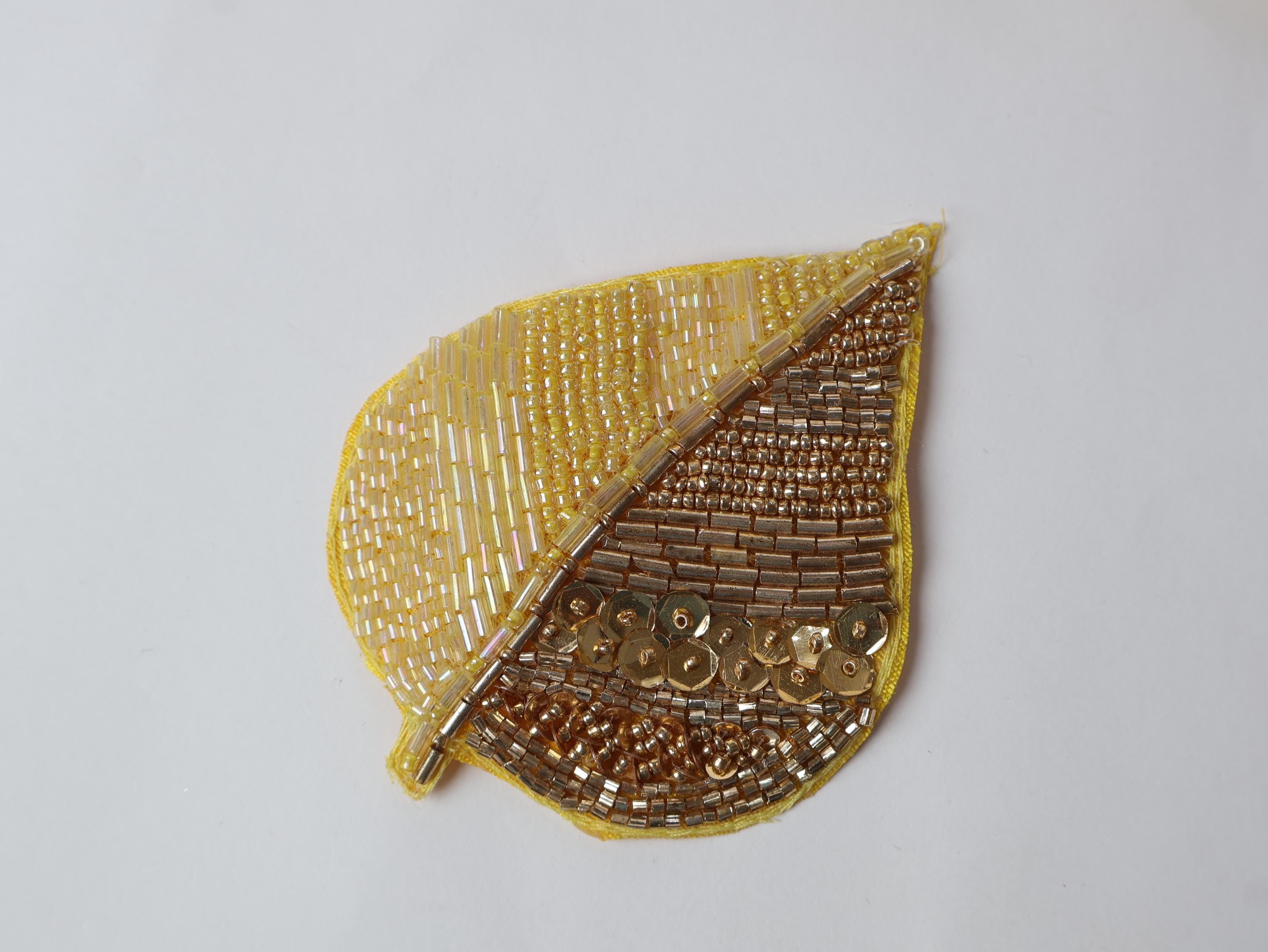 Floral Beaded Leaf Applique Patches: Indian Embroidered Sequins, Set of 3