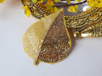 Floral Beaded Leaf Applique Patches: Indian Embroidered Sequins, Set of 3