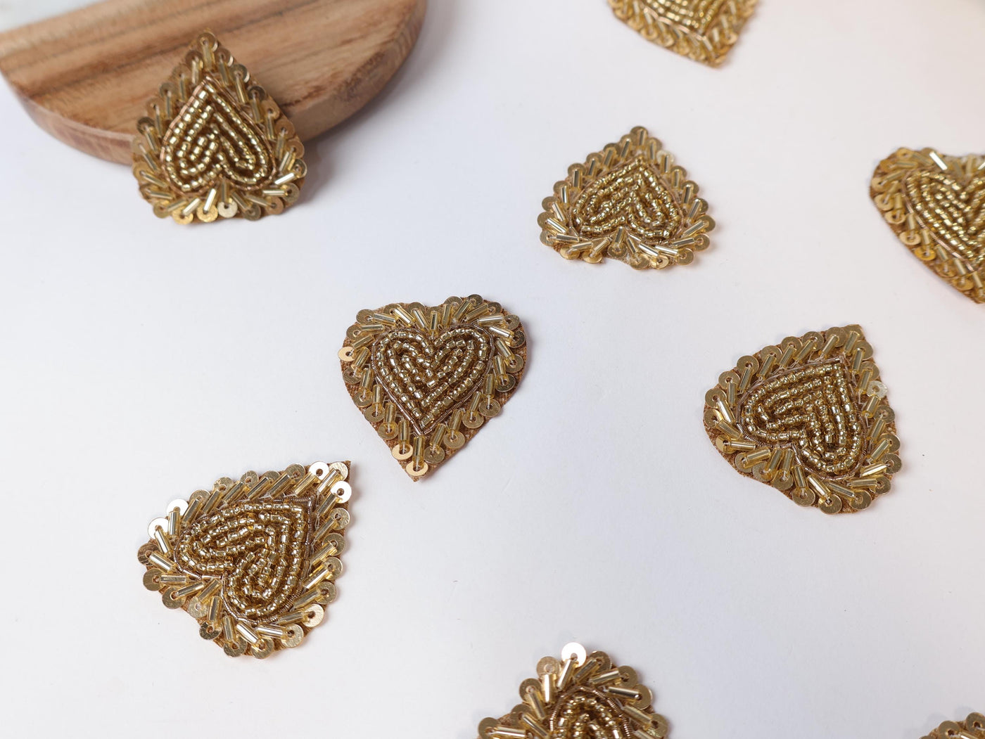 25 Gold Cutdana Leaf Applique Patches: Indian Sewing Embellishments