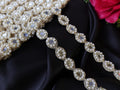 Pearl & Mirror Beaded Lace Trim: Off White Indian Ribbon (1.5cm Wide)