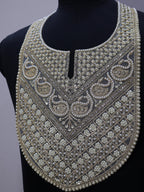 Pearl & Zircon Neckline Patch: Indian Embellishment for Sewing