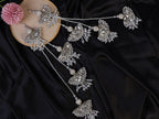 Antique Silver Lehenga Tassels: Beaded Pearl & Crystal Fringe Latkan Pair