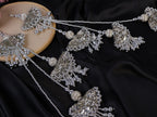 Antique Silver Lehenga Tassels: Beaded Pearl & Crystal Fringe Latkan Pair