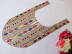 Embroidered Neckline Patch: Multi Color Zari Sequin Indian Applique