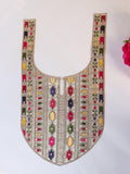 Embroidered Neckline Patch: Multi Color Zari Sequin Indian Applique