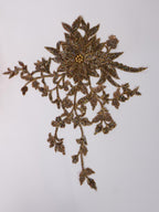 Hand Embroidered Floral Applique Patch: Indian Golden Multicolor Sew-On (27 x 24 cm)