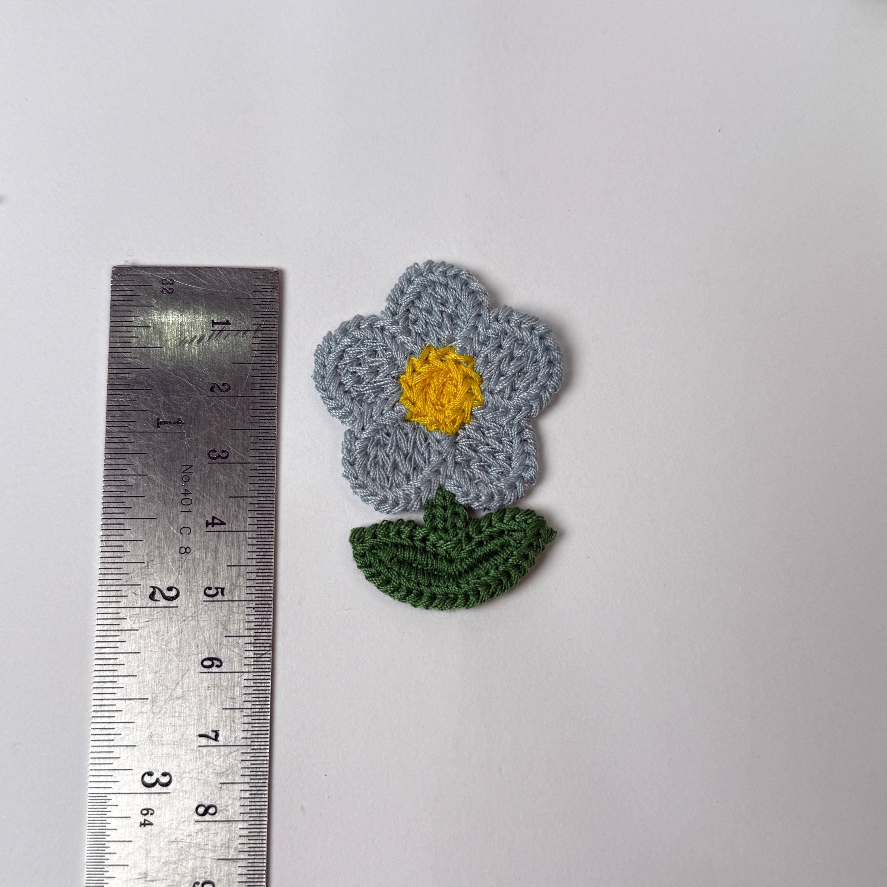 Floral Crochet Applique Patches: Blue & Yellow Embroidered Set