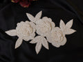Beaded Floral Applique Patch: Handcrafted Indian Embroidery, Off-White, 20cm