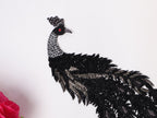Black Sequin Peacock Applique Patch: Zardozi Embroidered Indian Garment Accessory