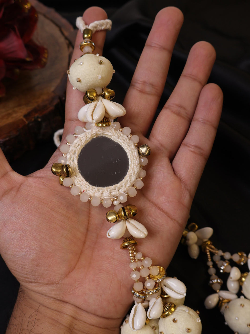 Crystal & Shell Tassel Latkans: Boho Beaded Tiebacks, 20cm